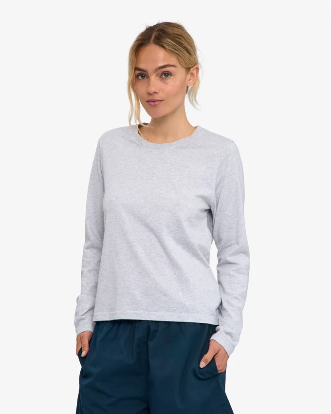 Ekologisk långärmad T-shirt för dam – Snow Melange