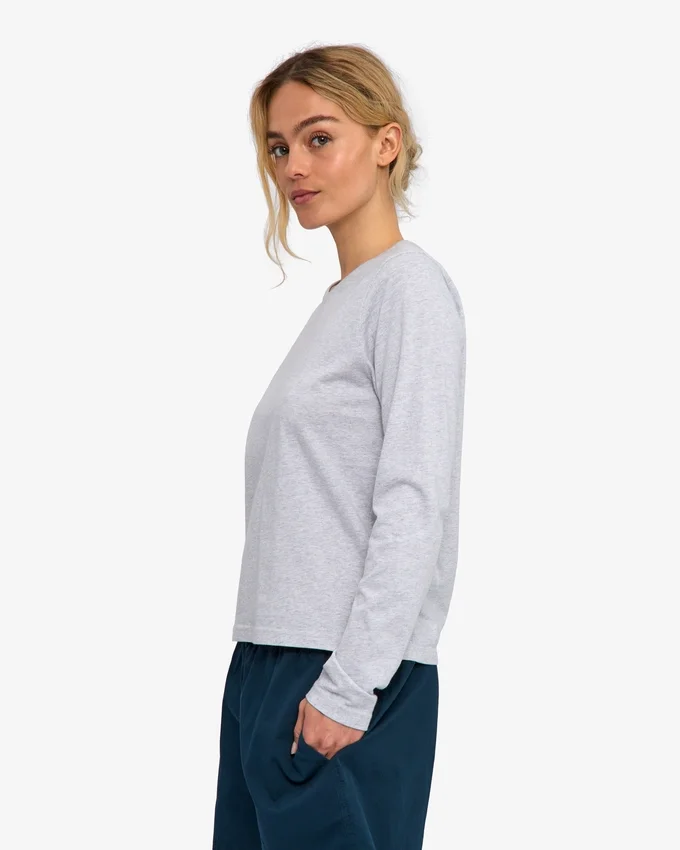 Ekologisk långärmad T-shirt för dam – Snow Melange