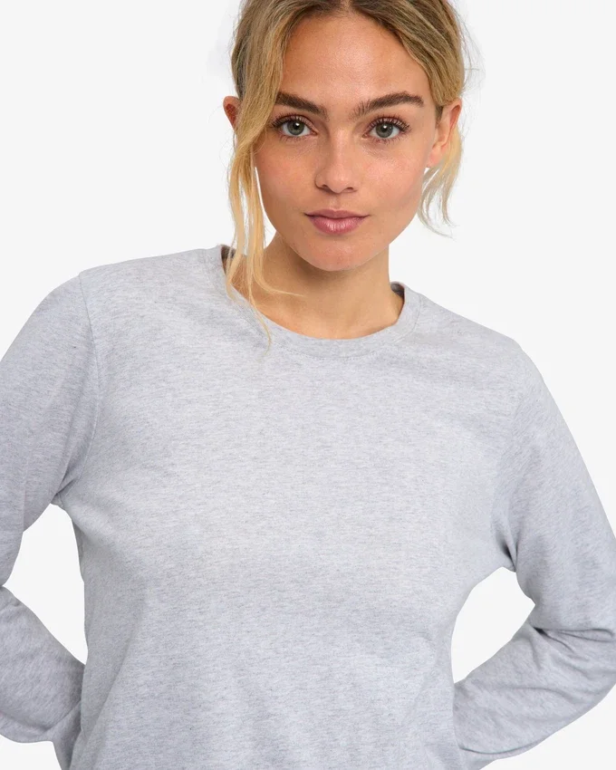 Ekologisk långärmad T-shirt för dam – Snow Melange