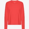 Ekologisk långärmad T-shirt för damer – röd mandarin