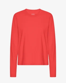 Ekologisk långärmad T-shirt för damer – röd mandarin