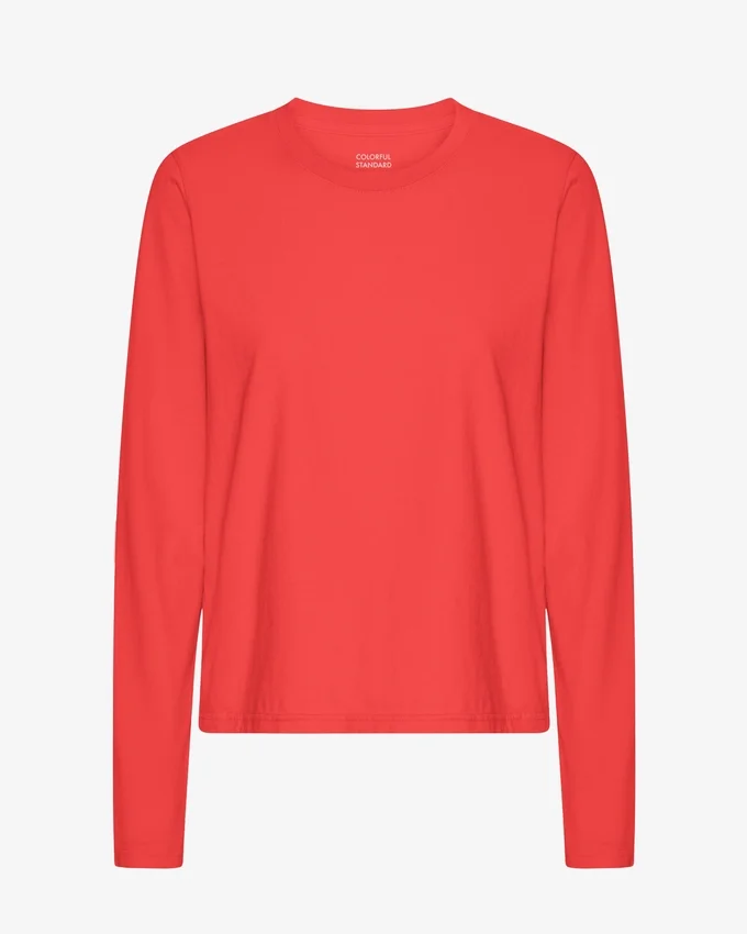 Ekologisk långärmad T-shirt för damer – röd mandarin