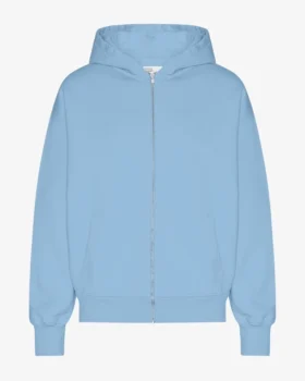 Ekologisk oversized-hoodie med dragkedja – havsblå