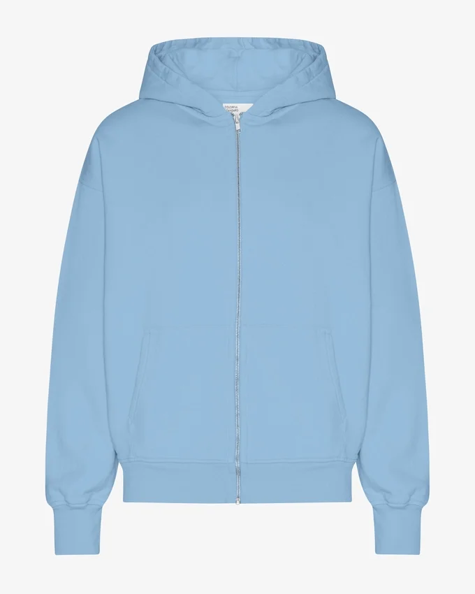 Ekologisk oversized-hoodie med dragkedja – havsblå