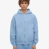 Ekologisk oversized-hoodie med dragkedja – havsblå