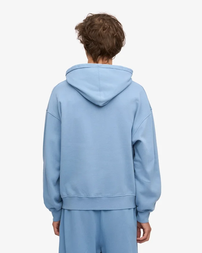 Ekologisk oversized-hoodie med dragkedja – havsblå
