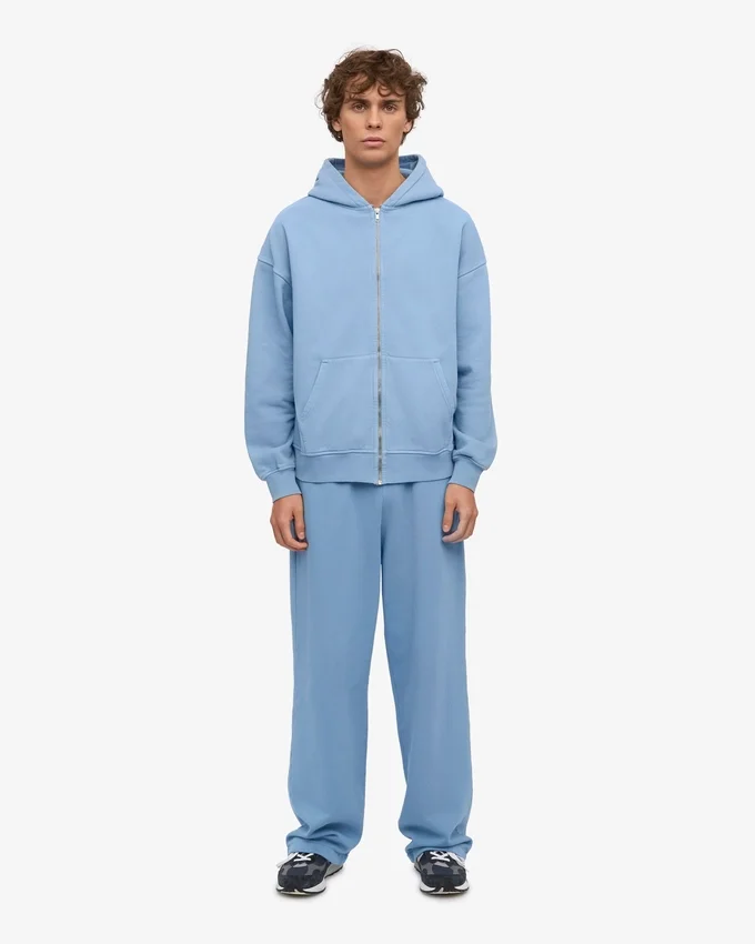 Ekologisk oversized-hoodie med dragkedja – havsblå