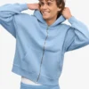 Ekologisk oversized-hoodie med dragkedja – havsblå