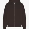 Ekologisk oversized-hoodie med dragkedja – kaffebrun