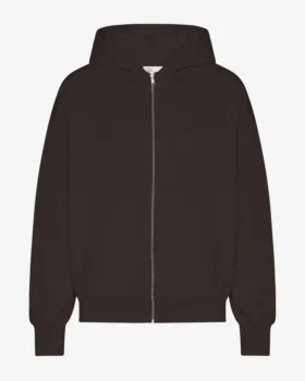 Ekologisk oversized-hoodie med dragkedja – kaffebrun