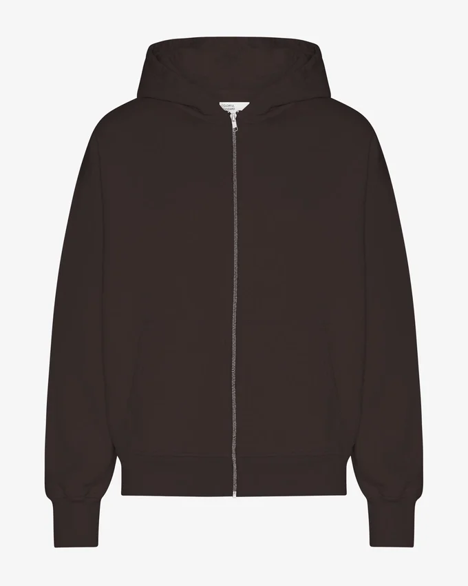 Ekologisk oversized-hoodie med dragkedja – kaffebrun