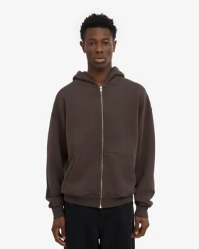 Ekologisk oversized-hoodie med dragkedja – kaffebrun