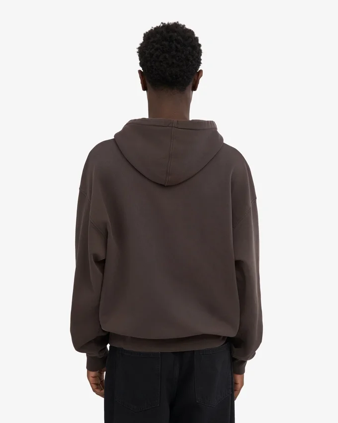 Ekologisk oversized-hoodie med dragkedja – kaffebrun