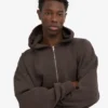 Ekologisk oversized-hoodie med dragkedja – kaffebrun