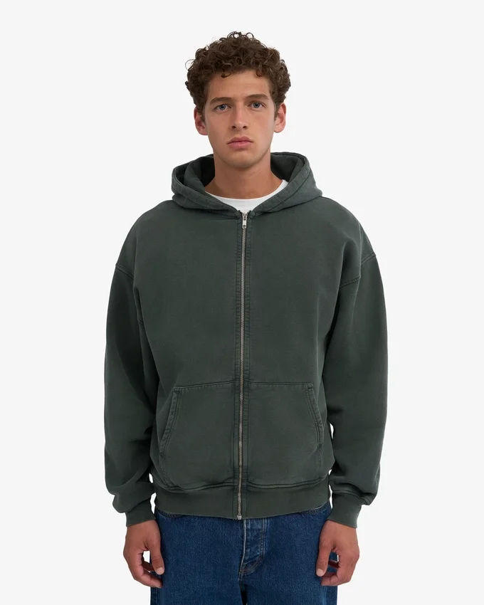Ekologisk oversized-hoodie med dragkedja – Midnight Forest