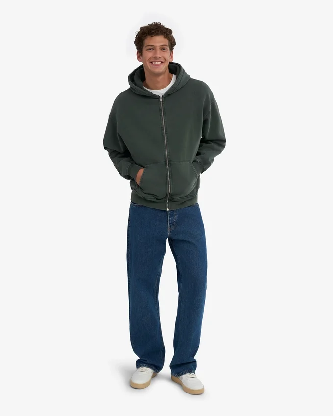 Ekologisk oversized-hoodie med dragkedja – Midnight Forest