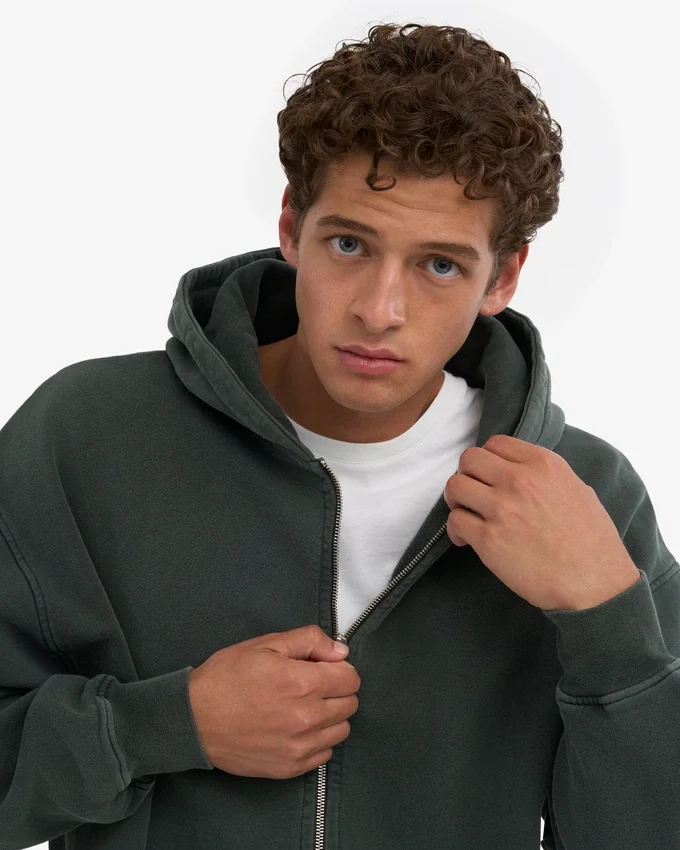 Ekologisk oversized-hoodie med dragkedja – Midnight Forest