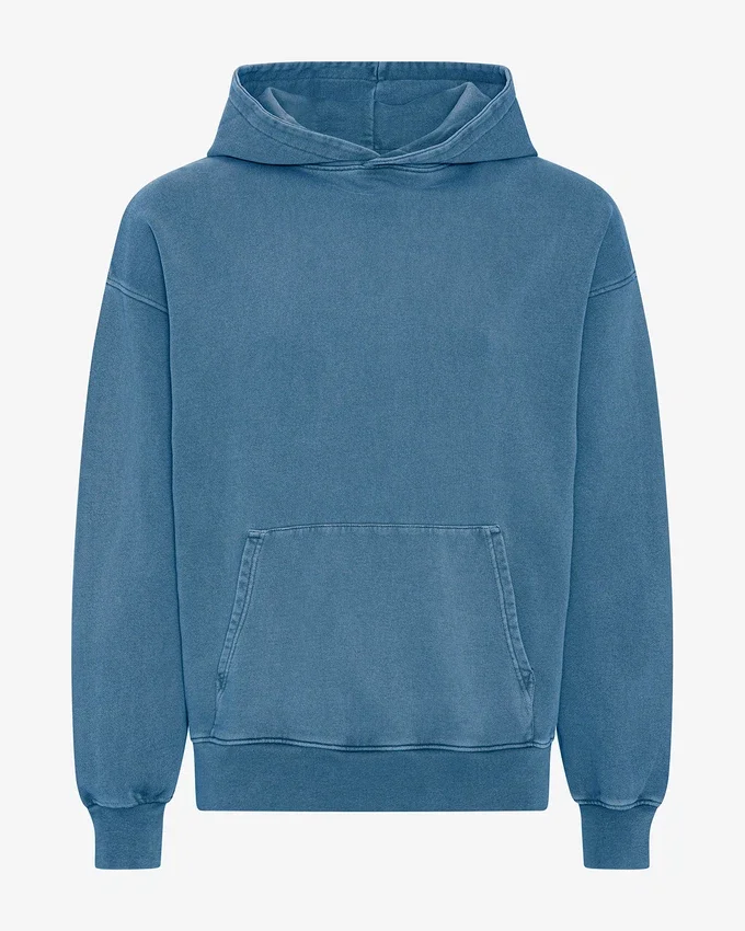 Ekologisk oversized-huva – blekt indigo