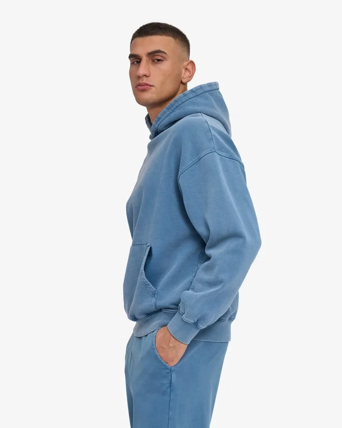 Ekologisk oversized-huva – blekt indigo