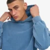 Ekologisk oversized-huva – blekt indigo