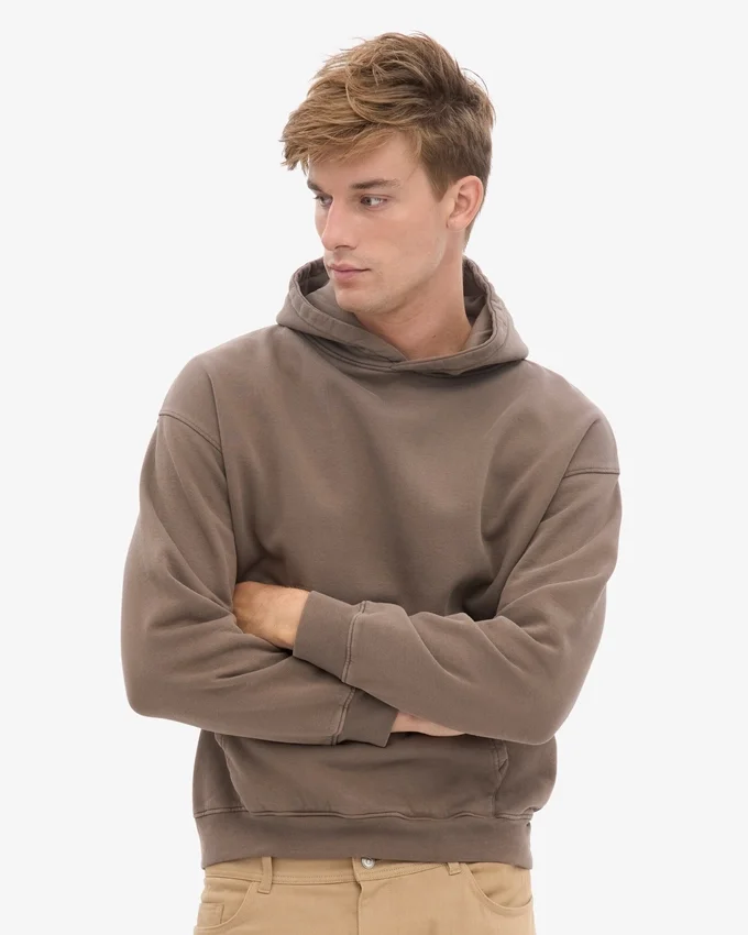 Ekologisk oversized-huva – cederbrun