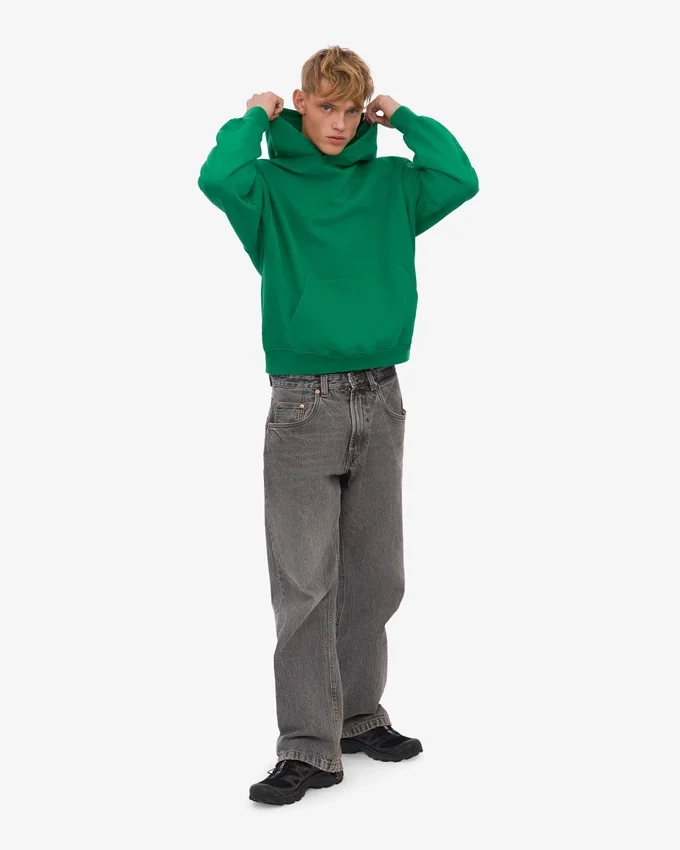 Ekologisk oversized-huva – kellygrön