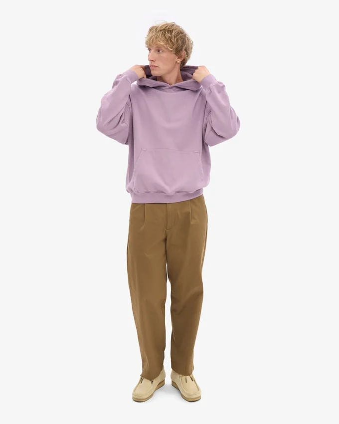 Ekologisk oversized-huva – pärlemorlila