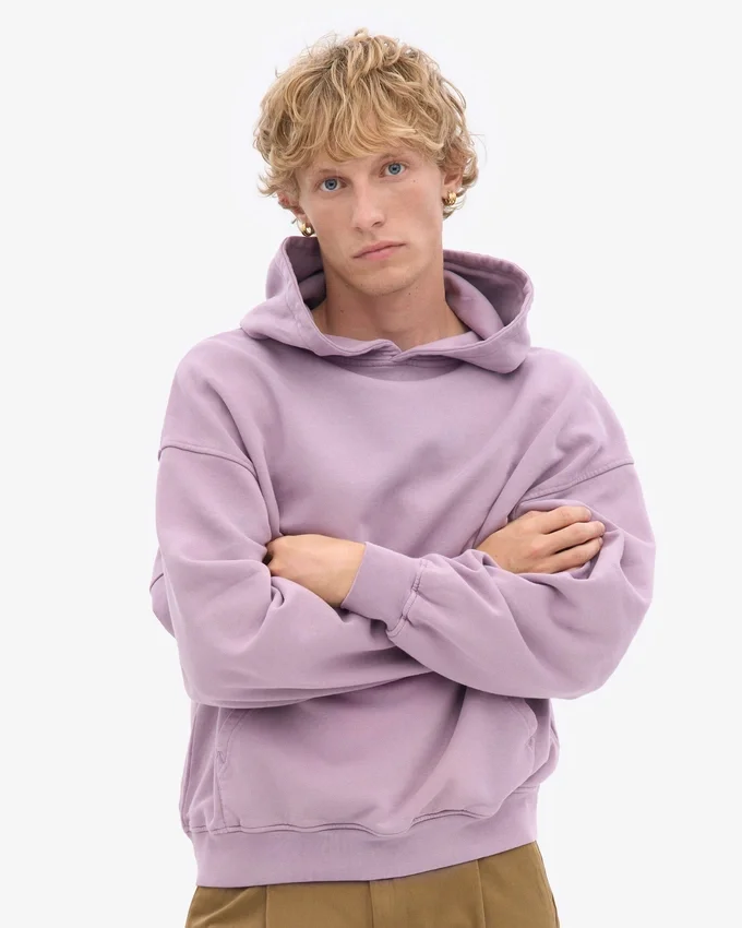 Ekologisk oversized-huva – pärlemorlila