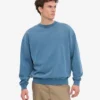 Ekologisk oversized-tröja med rund hals – blekt indigo
