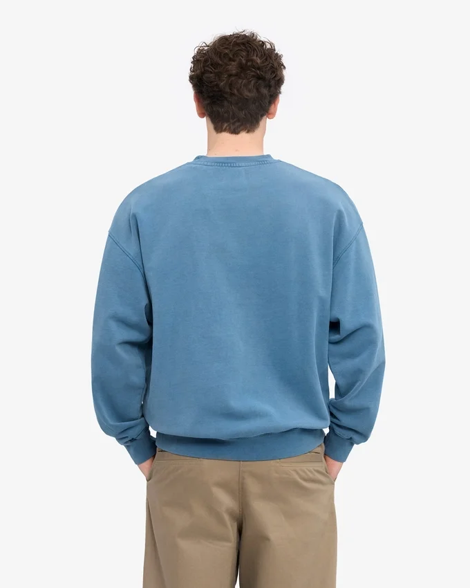 Ekologisk oversized-tröja med rund hals – blekt indigo