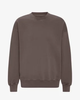 Ekologisk oversized-tröja med rund hals – blekt lera