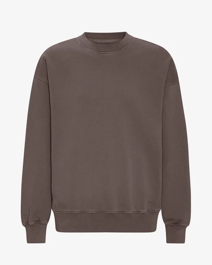Ekologisk oversized-tröja med rund hals – blekt lera