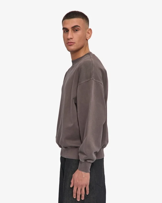 Ekologisk oversized-tröja med rund hals – blekt lera