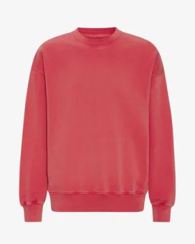 Ekologisk oversized-tröja med rund hals – blekt rött