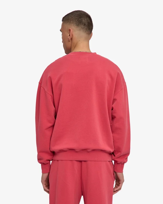 Ekologisk oversized-tröja med rund hals – blekt rött