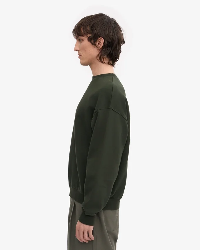 Ekologisk oversized-tröja med rund hals – jaktgrön