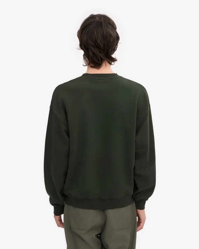 Ekologisk oversized-tröja med rund hals – jaktgrön