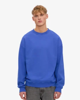 Ekologisk oversized tröja med rund hals – safirblå