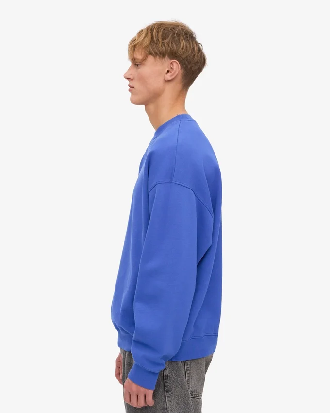 Ekologisk oversized tröja med rund hals – safirblå