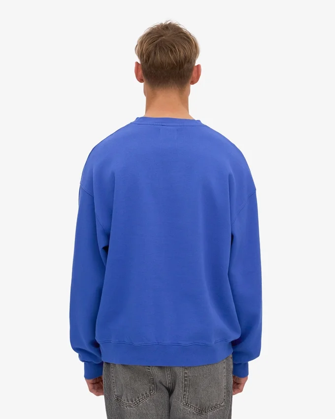 Ekologisk oversized tröja med rund hals – safirblå