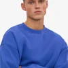Ekologisk oversized tröja med rund hals – safirblå