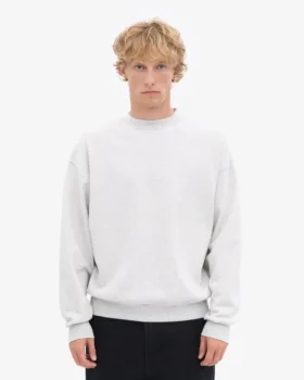 Ekologisk oversized-tröja med rund hals – Snow Melange