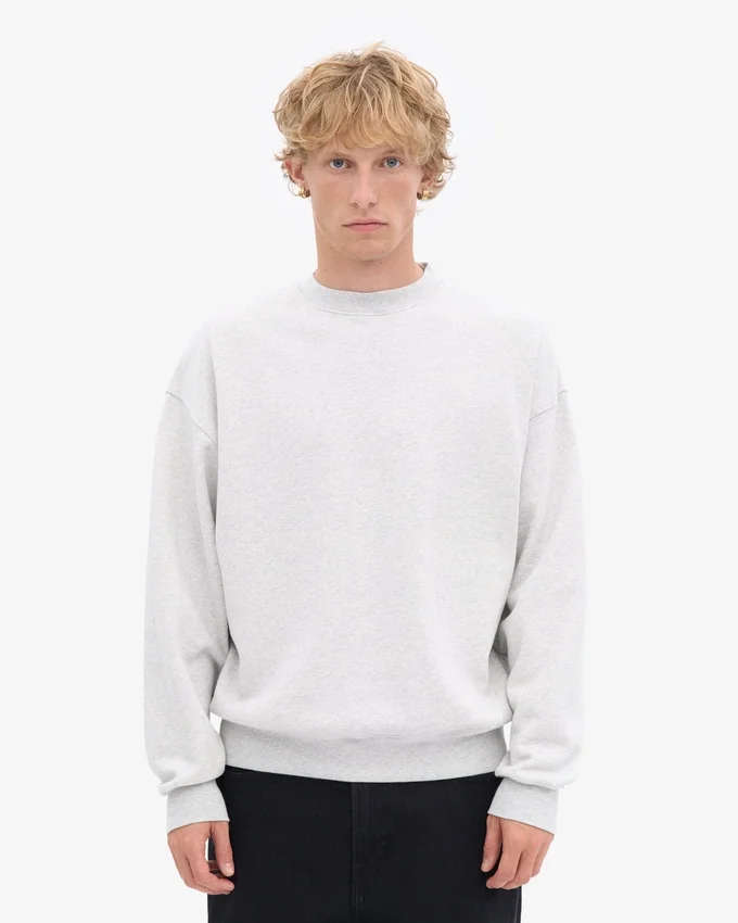 Ekologisk oversized-tröja med rund hals – Snow Melange