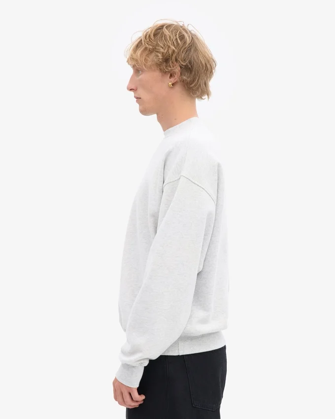 Ekologisk oversized-tröja med rund hals – Snow Melange
