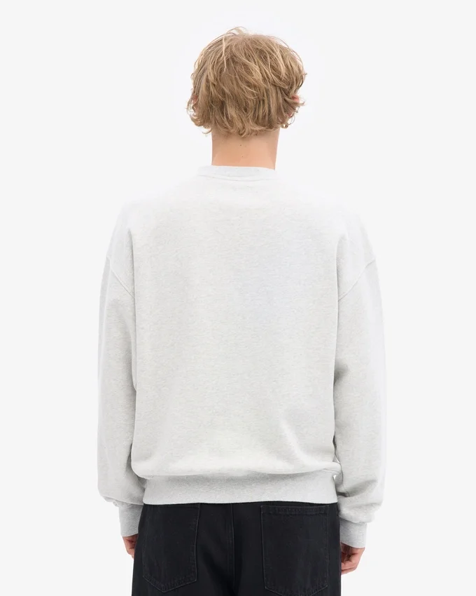 Ekologisk oversized-tröja med rund hals – Snow Melange