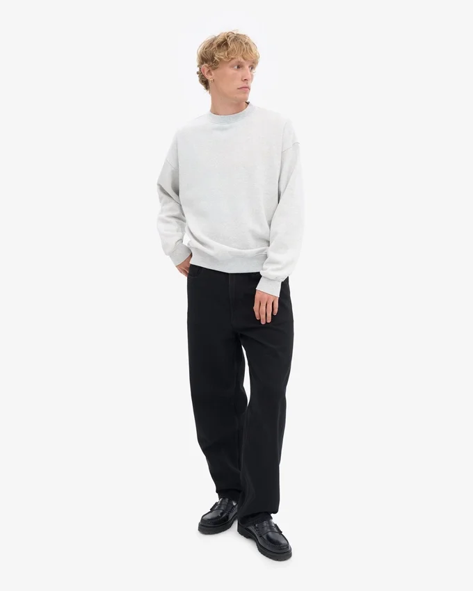 Ekologisk oversized-tröja med rund hals – Snow Melange