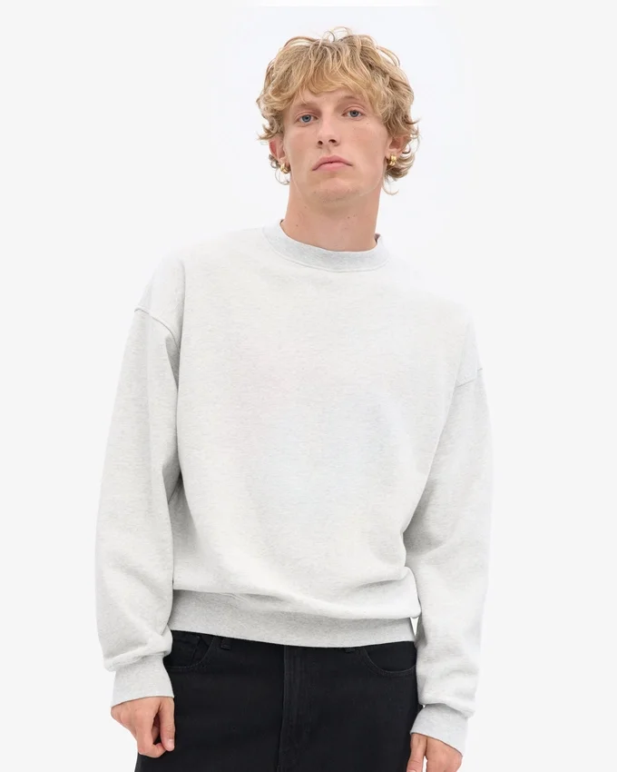 Ekologisk oversized-tröja med rund hals – Snow Melange