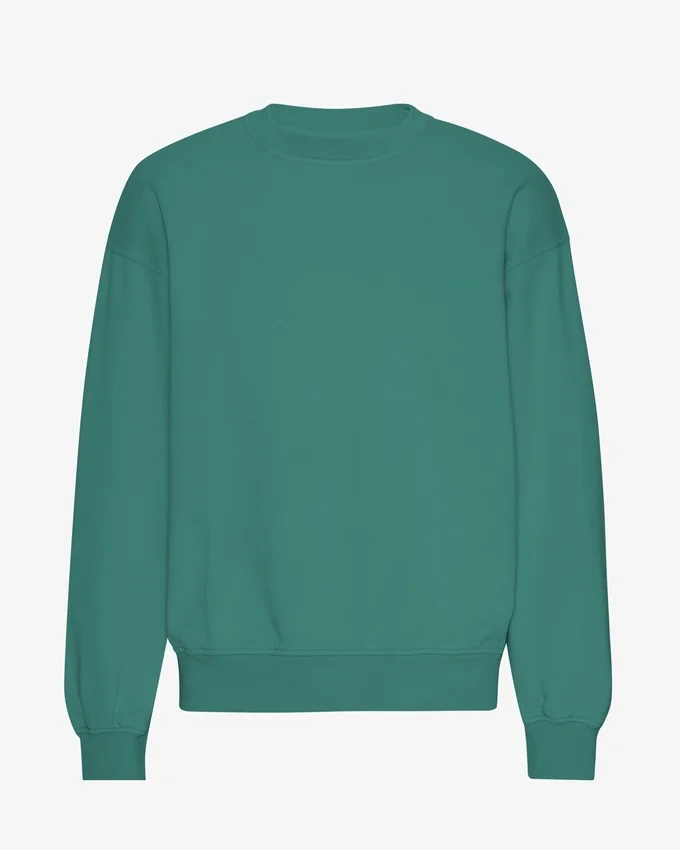 Ekologisk oversized-tröja med rund hals – tallgrön