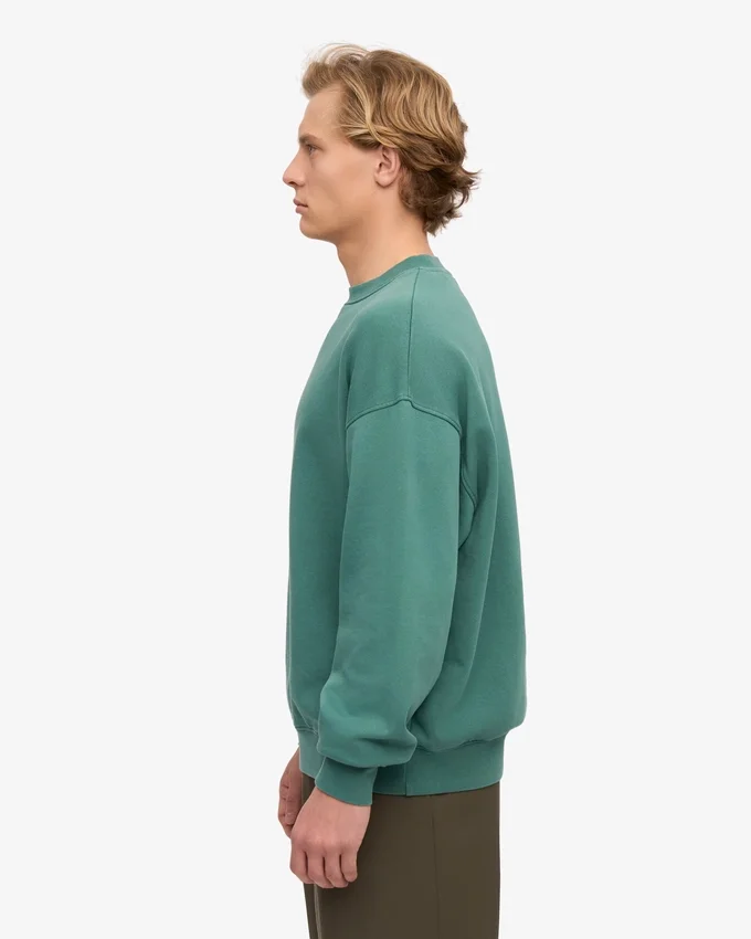 Ekologisk oversized-tröja med rund hals – tallgrön