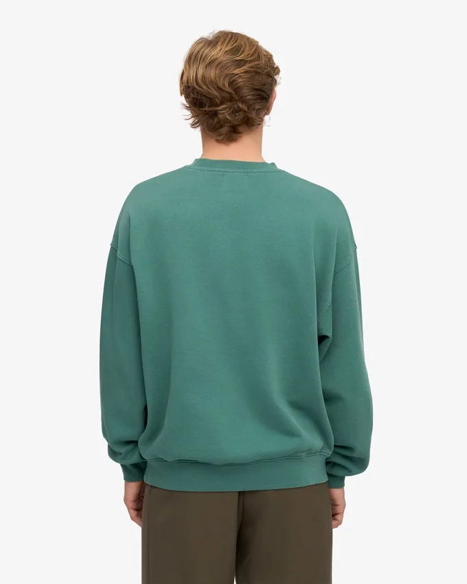 Ekologisk oversized-tröja med rund hals – tallgrön